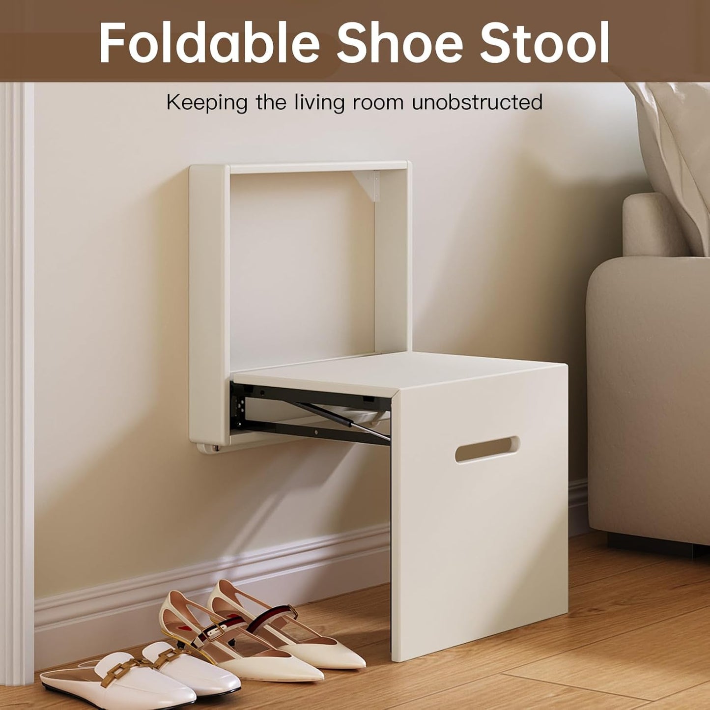 Space-saving wall-mounted folding chair solid step stool door shoe-changing stool wall-mounted balcony living room stool